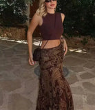 Vintage Paisley Maxi Skirts for Women Chiffon Printed A-line Boho Beach Wear Long Skirt Vacation Style Summer Ladies Faldas