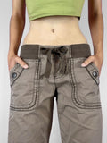 American Retro Causal Solid Women’s Jeans Straight Loose Fashion Trendy All-Match Drawstring Trousers