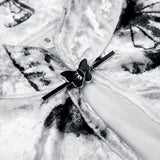 Vintage Butterfly Print Slim Slit Velour Dress