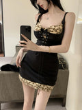 Pbong  Sexy Backless Lace up Strapless Dresses Summer Women's Dresses Sleeveless Color blocked Print Skinny High Waist Mini Pack Dress