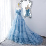 Blue Evening Gown Dress Women's Hostess Forest System Travel Photography Lightweight Luxury Fairy High End Wedding Dress