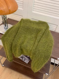 Women's Trendy Simple Casual Green Soft All Match Knitted Sweater Female Chic O Neck Long Sleeve Loose Pullover Tops Y2K Jumper