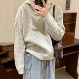 High Street French Temperament Preppy Knitted Hoodies Y2k Aesthetic Harajuku Solid Korean Office Lady Punk Jumpers Girl Clothes
