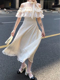 Pbong  Y2k French Elegant Floral Print Slim Short Sleeve Long Dress Summer 2000s Japan Harajuku Vintage Sweet One Piece Dress Korean