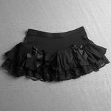Korean New All Match Lace Edge Design High Street Skirts Y2k Aesthetic Summer Ruffle Slim A-line Short Jupe  Tiered Punk Skirt