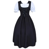 Women German Dirndl Dress Medieval Renaissance Lace Up Festival Dress Oktoberfest Costume Cosplay Costume Party Dress for Female