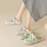 Pbong  Women Spring Summer Dual Lace Suede Backless Mule Sneakers Round Toe Slip on Gum Sole Vintage Casual Walking Flat Slide Shoes