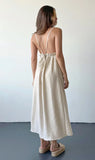 Backless Loose Kahki Pajamas 100% Cotton Casual Comfortable Long Dress Solid Color Homewear Sleepwear Summer Women Dresses