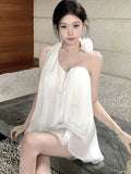 Elagant Halter Spaghetti Strap Women's Two Pieces Sets Summer Fashion Strapless Top Short Shirt Holiday Party New Outifits