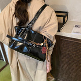 Retro PU Shoulder Bags for Women Solid Color Hand Bag Winter Luxury Designer Trend Purses and Handbags