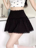 Pbong  Sweet Cute White Skirt Women High Waist Preppy Style Sexy Mini A Line Skirts Summer Chic Korean Casual Lady Elegant Dance Skirt