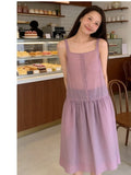 Pbong  Stylish Square Neckline Women's Dress Sweet Strap A-Line Skirt Ultra-Fairy Korean Style Breathable Skin-Friendly Commute