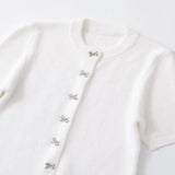 Pbong  Women's Knitted Jaet  Knot Button round Ne ort Sve Cardigan Commute Sle Autumn Season Regular Le...