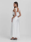 Lace Backless Hollow Out Maxi Dress For Women Patchwork Printed Fashion High Waist Elegant Party Dress Female Long Dress