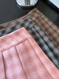 Sexy Sweet Plaid Skirt Women High Waist Faux Woolen Fashion Korean Mini Skirts Fall Winter Preppy Style Slim A Line Skirt
