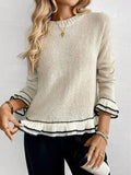 2025 New Women's Lace Round Neck Long Sleeve Autumn/Winter Knitted Sweater