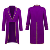 New Men's Gold Border Halloween Tailcoat Medieval Retro Medium Length Punk Tailcoat Cosplay Costume Fashion Trench Coat Jacket