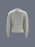 Pbong  New Autumn Winter Elegant Short Knitwear Women's Base Layer V-Neck Cross Strapless Street Style Fashion Pure Color