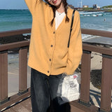 Slouchy Knit Cardigan Sweater for Women Comfy Cable-knit Button Up Sweater Jacket Female Autumn Winter Vintage Outfit