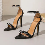 Pbong  Summer Fashion Crystal Butterfly-kont Pointed Toe Women Sandals Sexy Thin High Heels Buckle Strap Ladies Shoes