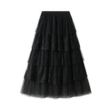 Women's High Waisted Slimming Sand Cake Skirt, Half Skirt, High-End Feeling Gauze, Long Skirt, Summer, , 2025 Hundred fold skirt