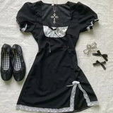 Pbong  Y2K Vintage Hot Fashion Dress Summer Aesthetic Lace Women's Classic Sundress Halter Sleeveless Slim Emo Harajuku Casual Frock