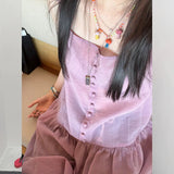 Pbong  Stylish Square Neckline Women's Dress Sweet Strap A-Line Skirt Ultra-Fairy Korean Style Breathable Skin-Friendly Commute