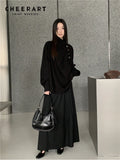 Irregular Black Oversized Designer Shirt For Women Long Sleeve Top High Fashion Trending Clothing