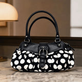 Pbong  Polka Dot Purse Casual Commuter Bag Pleated Shoulder Bag with Buckle & Handle Tote Bag for Women Travel Shopping Casual Travel