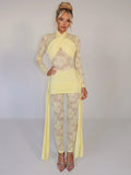 Sexy Lace Jumpsuit Women Sheer Lace Patchwork Long Sleeve Jumpsuits Female Elegant Draped Ruched Skinny Jumpsuit