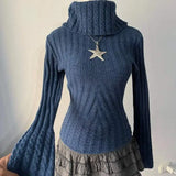 vintage Harajuku aesthetic women's pullover sweater autumn and winter versatile Punk fashion casual streetwear Slim thin sweater