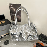 Pbong  Sequins Shoulder Bags for Women Designer New Trendy Fashion Evening Party Bling Square Bag Handbags and Purses