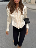 Pbong   Elegant Solid Loose Coat Women Casual Full Sleeve O-neck Pleated Patchwork Female Top Summer Autumn Lady Outwears New