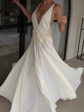 Women Sexy Deep V-neck Lace Patchwork Long Dress Elegant White Sleeveless Backless Slim Robes New Evening Party Dresses