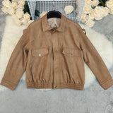 Pbong  New Autumn Casual Women's Fashion Jackets Loose Lapel Zipper Long Sleeve Pockets Female Coats Lady Commute Streetwear