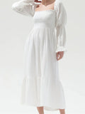 Pbong  Woman Vintage Floral Dress Puff Long Sleeve Off Shoulder Ruffle Long Dress Spring Fall Casual Vintage Bohemian Dresses