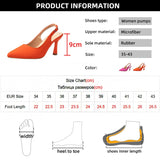 Womens High Heels Slingback Pumps Sexy Pointed Toe Stiletto Heel Sandals Women Summer Buckle Prom Dress Shoes Plus Size 43