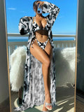 3 Pieces Triangle String Bikini Swimsuit Women & Kimono Swimwear Female Sexy Bathers Bathing Swimming Swim Suit Beachwear