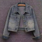 Women's Cowboy Coat 2025 Spring Autumn Fashion Short Loose Ladies Top Versatile Large Pocket Korean Version Female Denim Jacket