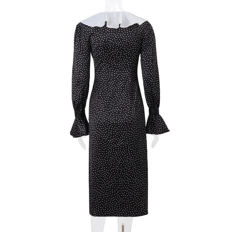 new autumn women's fashionable and sexy French style floral long-sleeved dress elegant and casual Vestidos