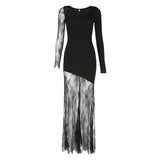 Elegant Asymmetrical Black Sexy Lace Dress