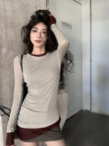 Y2k Aesthetic Fashion Fake Teo Piece T Shirts Casual All Match American Vintage Women High Street Tops French Harajuku Tees