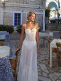 Transparent Mesh Slip Dress Sexy Hollow Out A-line Long Dress Fashion Female Vestidos 2025 Summer New Sheer Club Party Dress