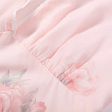 Pbong   Elegant Women Printed Long Dress Fashion Half Sleeve V-neck Floral Cinched Waist Female Dresses Summer Lady Robe New