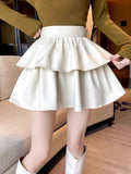 Pbong  Y2k Sweet Skirts Women Clothing High Waist Fashion Jupe Ruffles A-line Saia Korean Autumn Mini Skirt