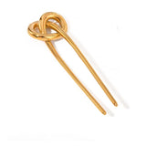 Stainless Steel Gold Color Knot Hair Stick For Women Fashion Metal U-Shaped Glossy Hairpin Hair Jewelry Accessories Gift