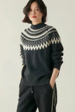 Fair Isle Knit Sweater Cardigan Women Cozy Stand Collar Button Front Sweater Jacket Teen-Girl Fall Winter Vintage Chic Outfit