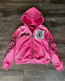 Pbong  American New Skull Embroidery Super Leopard Hooded Sweater Women Y2K Gothic Hip Hop Popular Casual Joker Sweatshirt