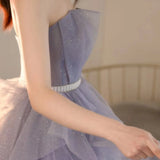 Pbong  Purple Fluffy Skirt New Evening Dress Banquet Femininity Is Simple and Generous Formal Dress Women Elegant Evening Dresses