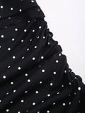 Pbong  Sweetra New Winter French Fashion Polka Dot Lace Ruffle Bow Design Office Commute Casual Cute Sweet Style Strapless Bodycon Cinc